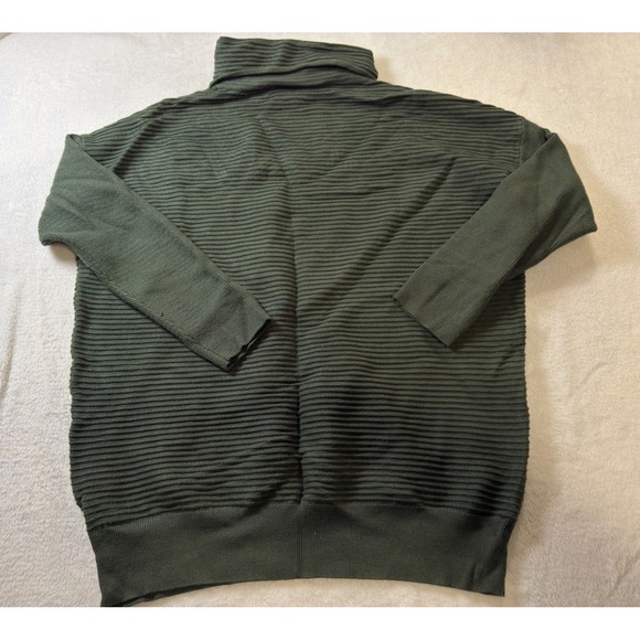 Womens Green Textured Turtleneck Sweater Long Sleeve Size L - Picture 6 of 8